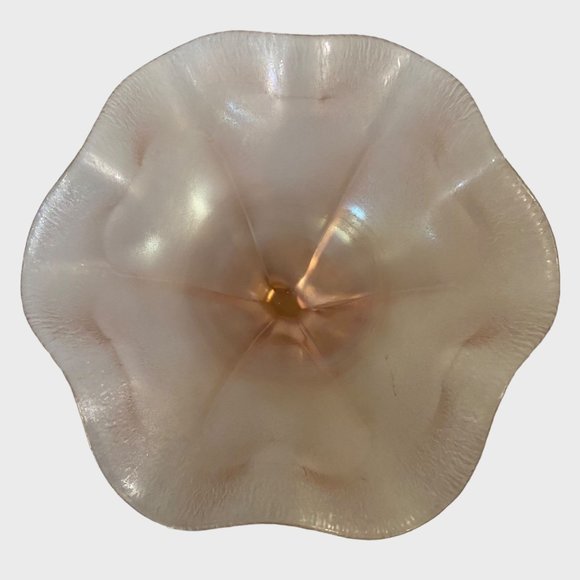 Vintage Fenton Art Deco Pink Velva Stretch Carnival Glass Ruffled Compote 6.5'' - Picture 4 of 13